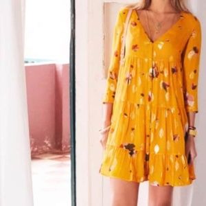 Yellow Sezane Dress with Metallic Trim